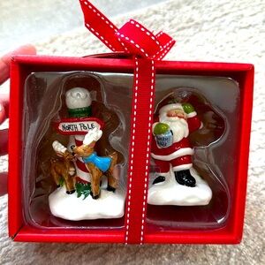 NIB Christmas Salt and Pepper Ceramic Shakers - Santa and Reindeer